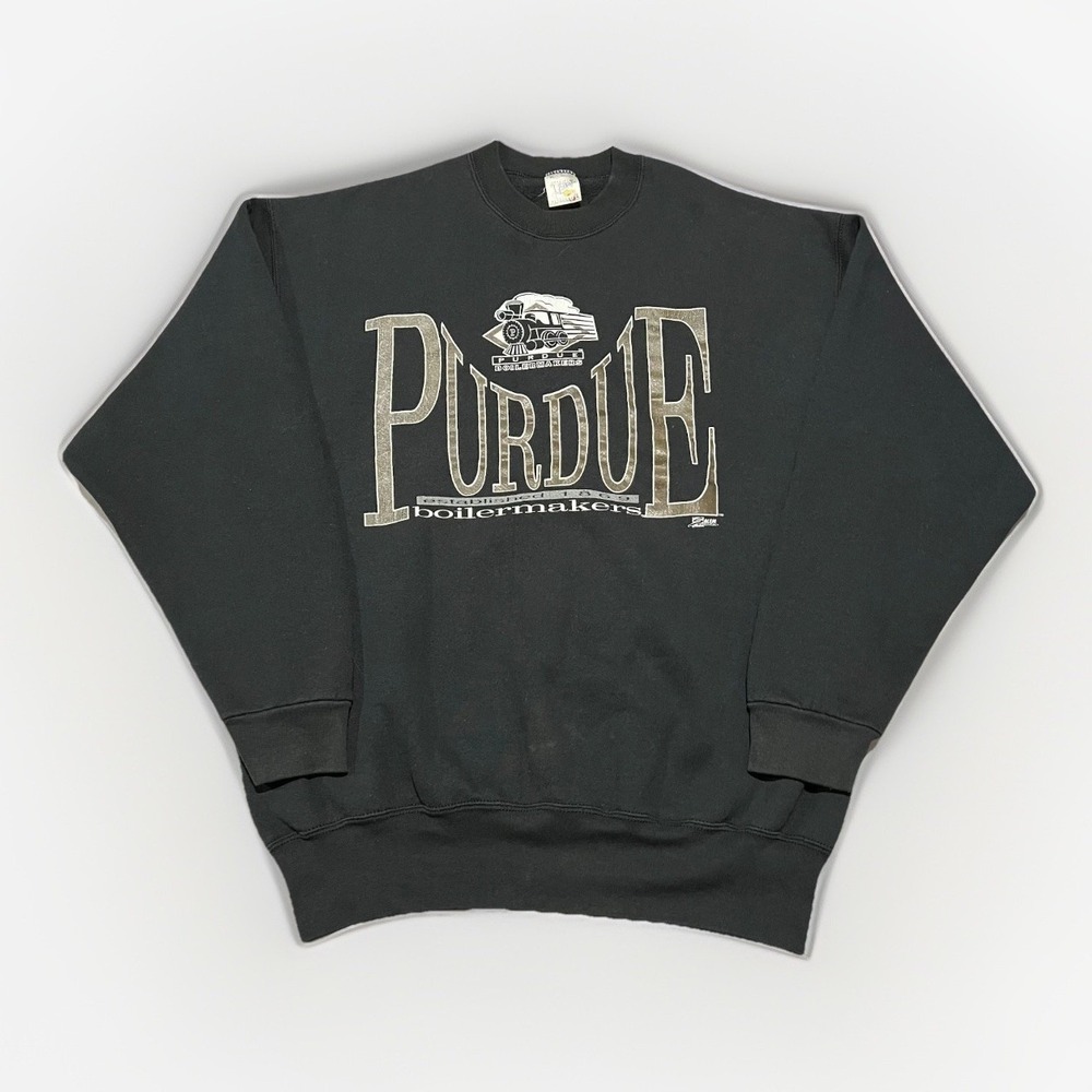 Vintage Fan Sportswear Mens Black Purdue Boilermakers Salem NCAA Sweatshirt XL